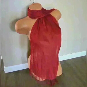 Remington Women's Fringe Scarf Burnt Orange Sheer Material